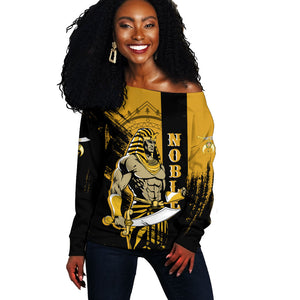 Noble Shriners Off Shoulder Sweater Egyptian Pharaoh Warrior - Scimitar Sword
