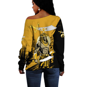 Noble Shriners Off Shoulder Sweater Egyptian Pharaoh Warrior - Scimitar Sword
