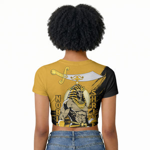 Noble Shriners Raglan Cropped T shirt Egyptian Pharaoh Warrior - Scimitar Sword