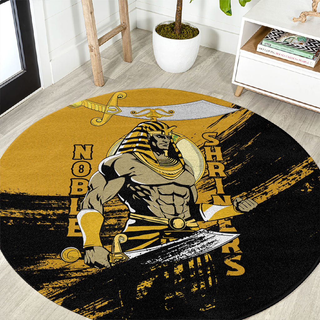 Noble Shriners Round Carpet Egyptian Pharaoh Warrior - Scimitar Sword