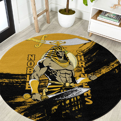 Noble Shriners Round Carpet Egyptian Pharaoh Warrior - Scimitar Sword
