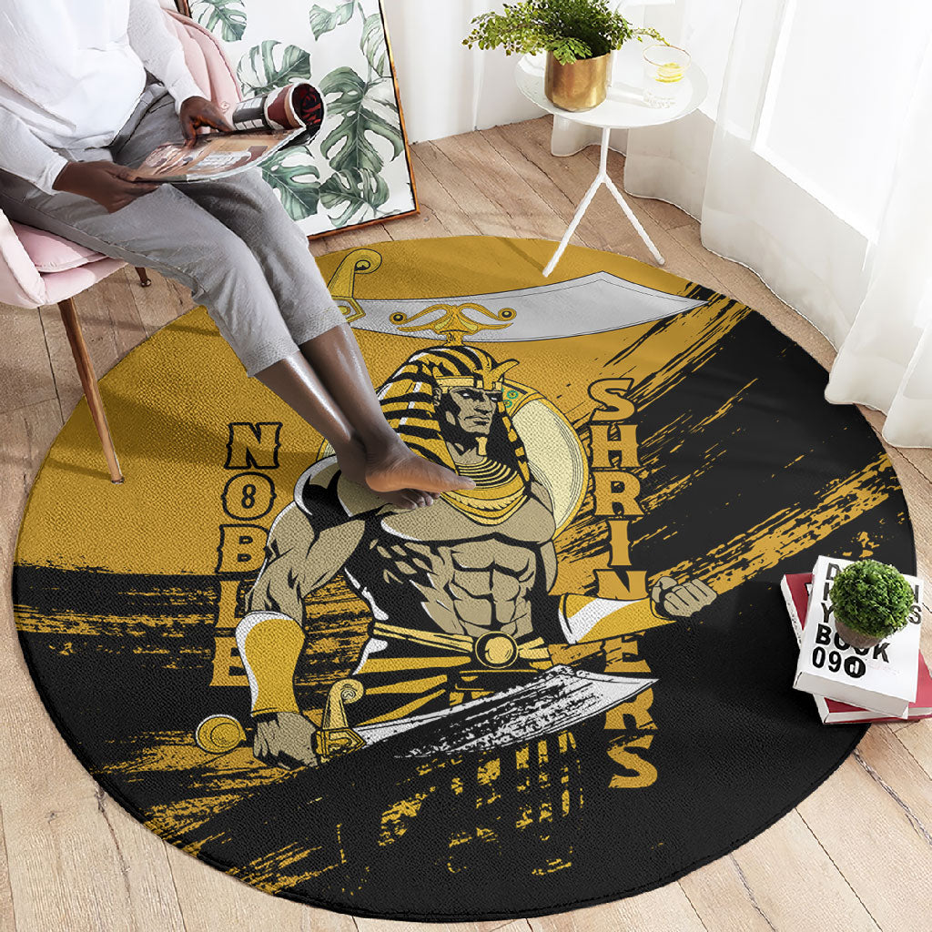 Noble Shriners Round Carpet Egyptian Pharaoh Warrior - Scimitar Sword