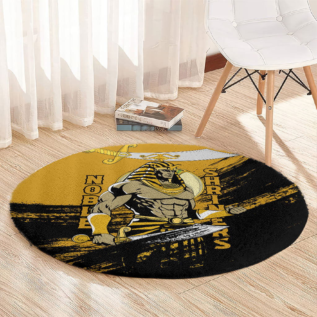 Noble Shriners Round Carpet Egyptian Pharaoh Warrior - Scimitar Sword