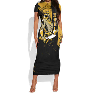 Noble Shriners Short Sleeve Bodycon Dress Egyptian Pharaoh Warrior - Scimitar Sword