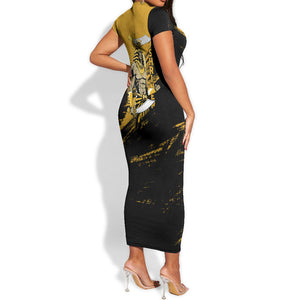 Noble Shriners Short Sleeve Bodycon Dress Egyptian Pharaoh Warrior - Scimitar Sword