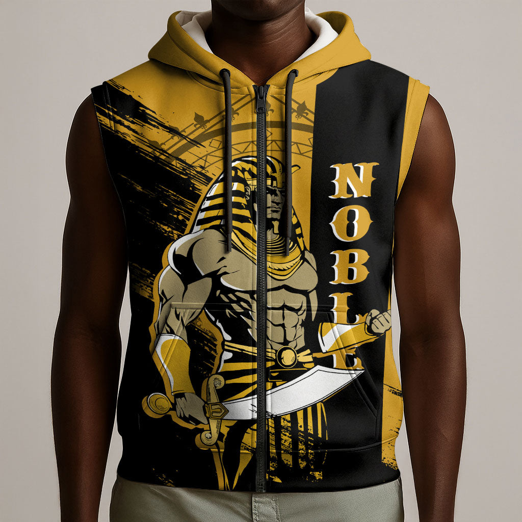 Noble Shriners Sleeveless Zip Hoodie Egyptian Pharaoh Warrior - Scimitar Sword