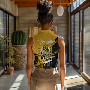 Noble Shriners Women Sleeveless Polo Shirt Egyptian Pharaoh Warrior - Scimitar Sword