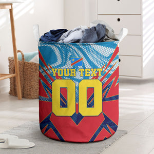Personalized DR Congo Football Leopard Victory Laundry Basket Congolese Soccer Comic Style