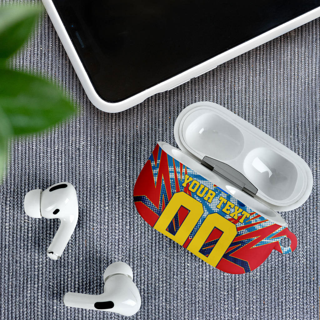 Personalized DR Congo Football Leopard Victory AirPods Case Congolese Soccer Comic Style