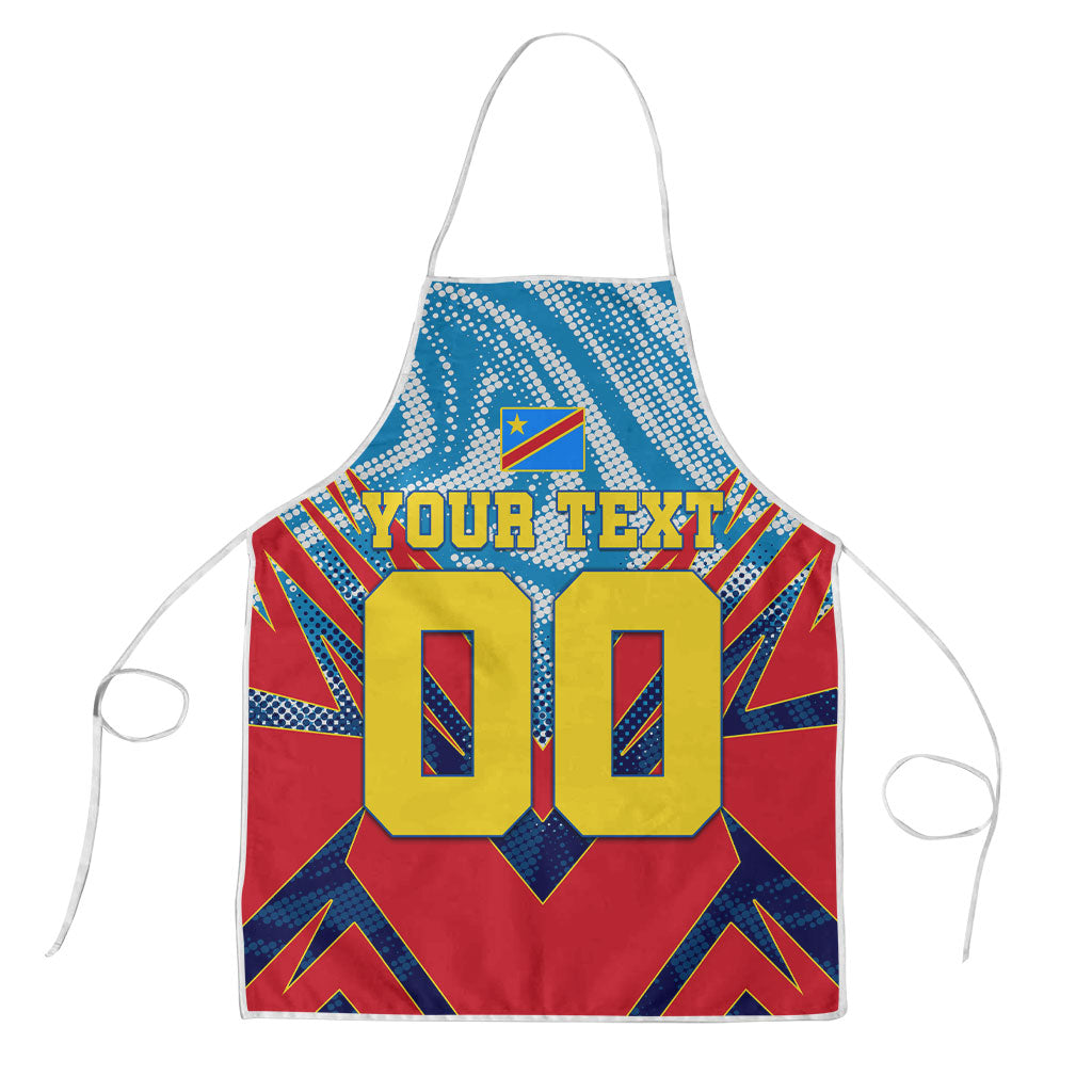 Personalized DR Congo Football Leopard Victory Apron Congolese Soccer Comic Style