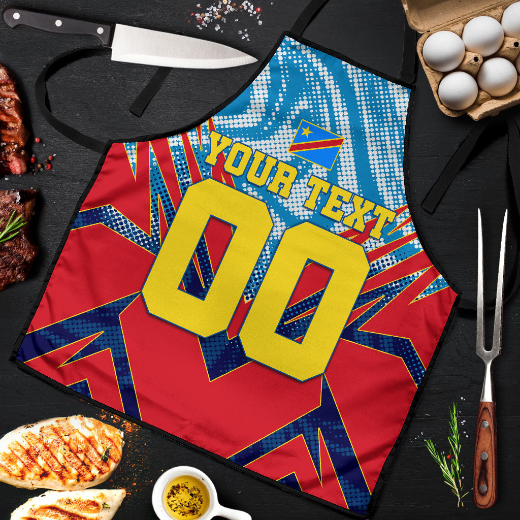 Personalized DR Congo Football Leopard Victory Apron Congolese Soccer Comic Style