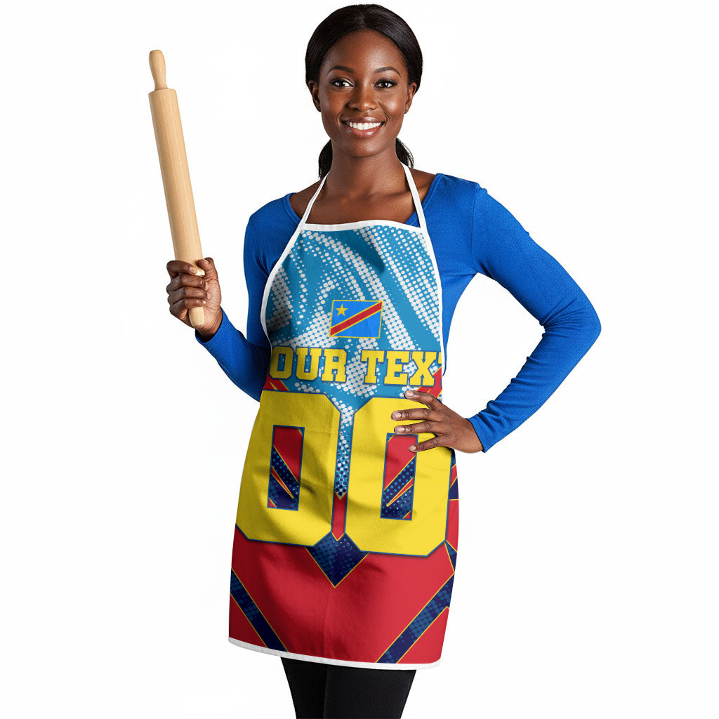 Personalized DR Congo Football Leopard Victory Apron Congolese Soccer Comic Style