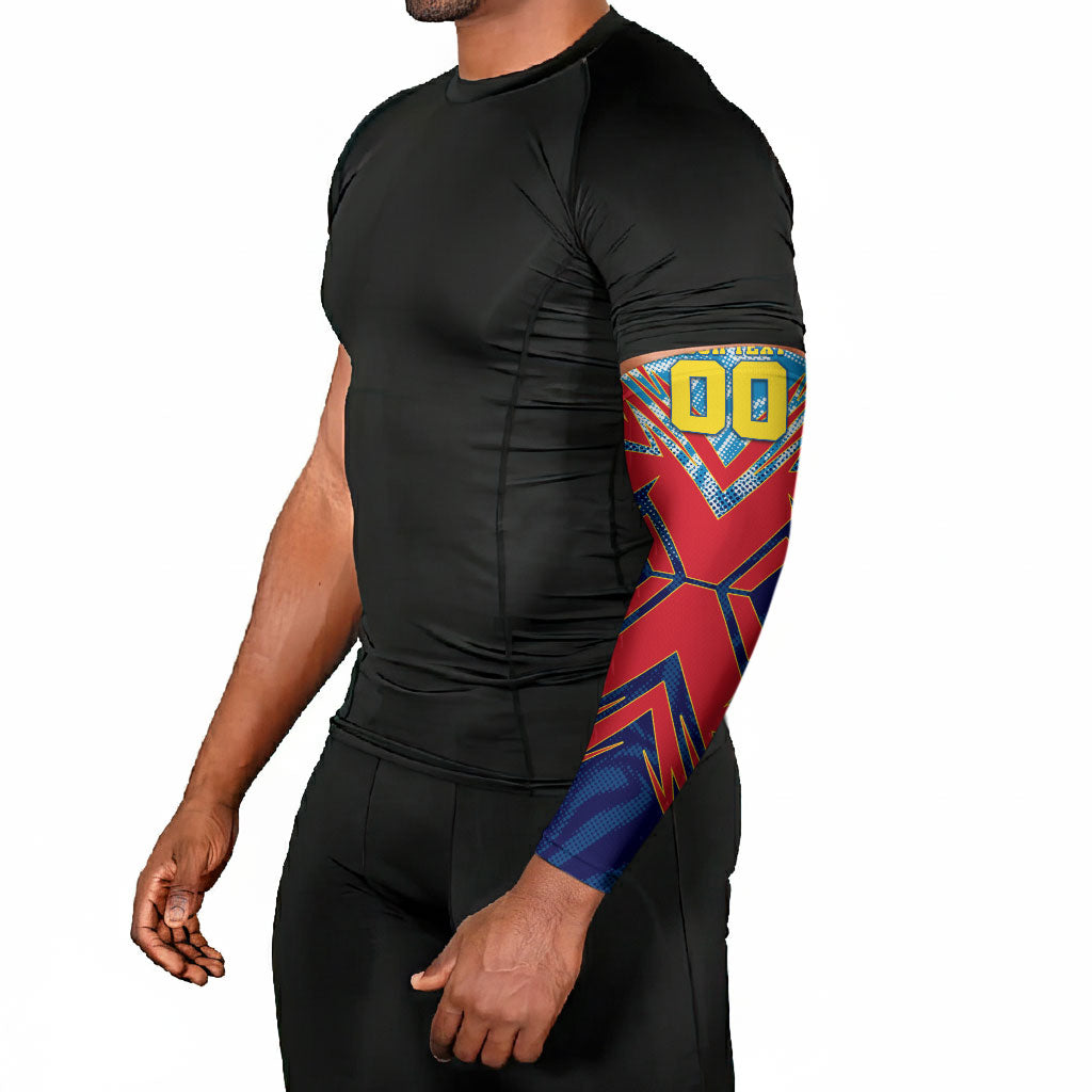 Personalized DR Congo Football Leopard Victory Arm Sleeves Congolese Soccer Comic Style