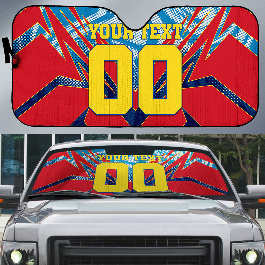 Personalized DR Congo Football Leopard Victory Auto Sun Shade Congolese Soccer Comic Style