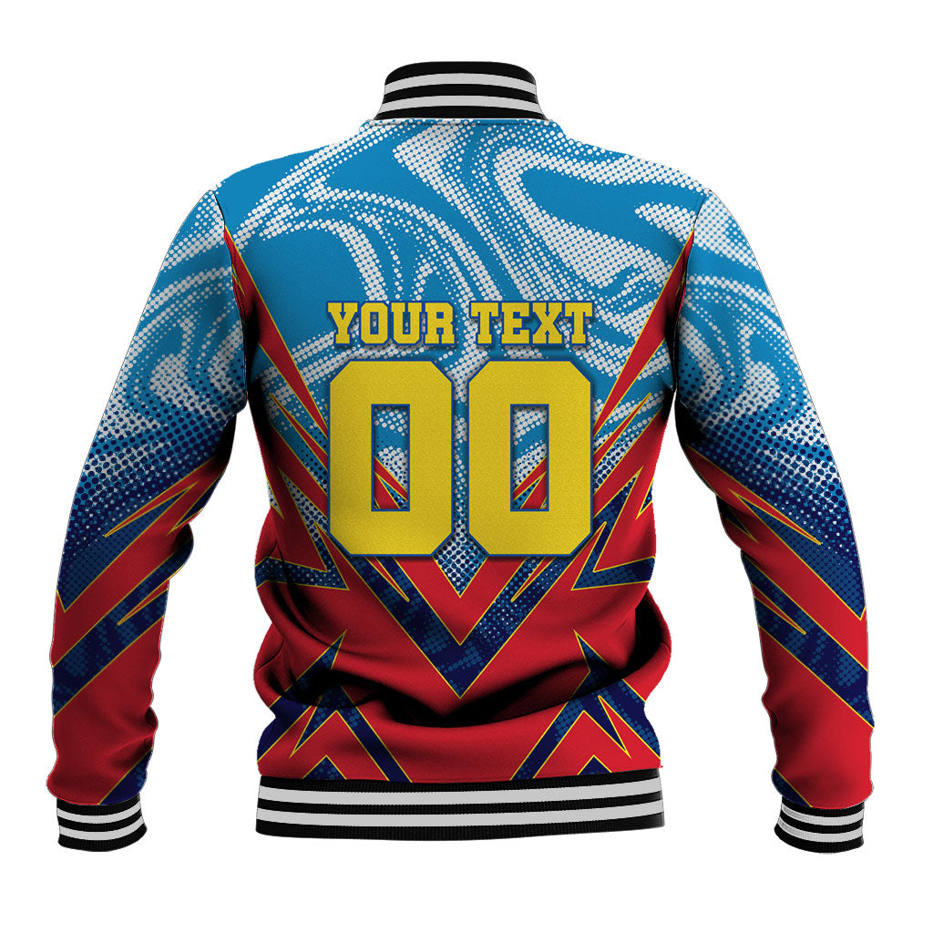 Personalized DR Congo Football Leopard Victory Baseball Jacket Congolese Soccer Comic Style