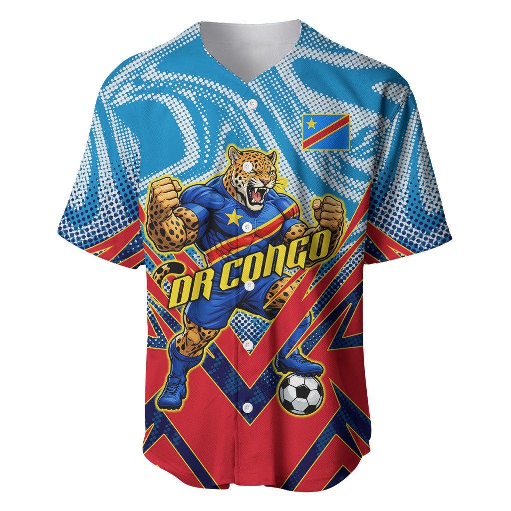 Personalized DR Congo Football Leopard Victory Baseball Jersey Congolese Soccer Comic Style