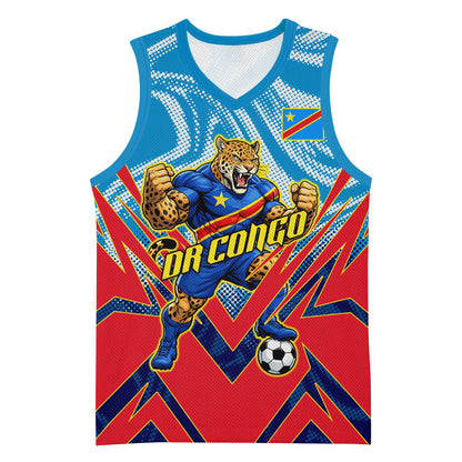 Personalized DR Congo Football Leopard Victory Basketball Jersey Congolese Soccer Comic Style