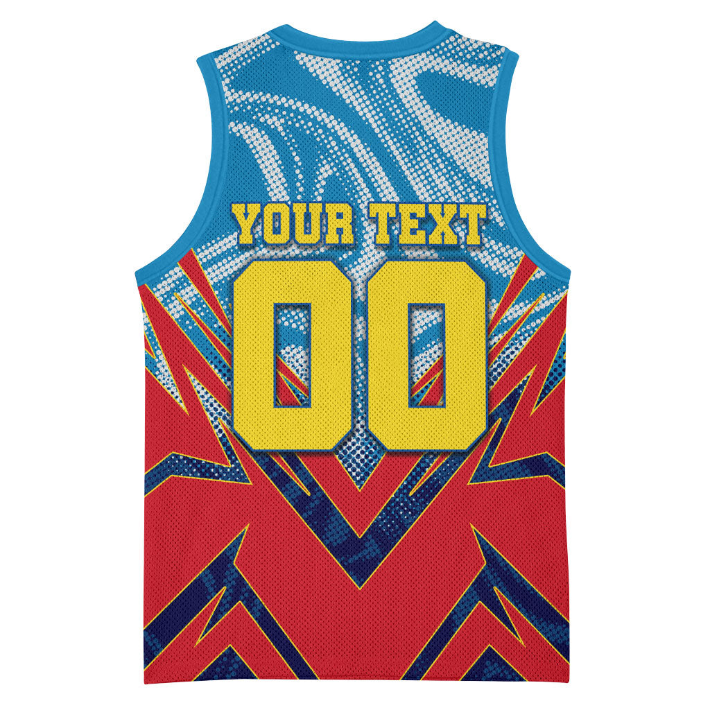 Personalized DR Congo Football Leopard Victory Basketball Jersey Congolese Soccer Comic Style