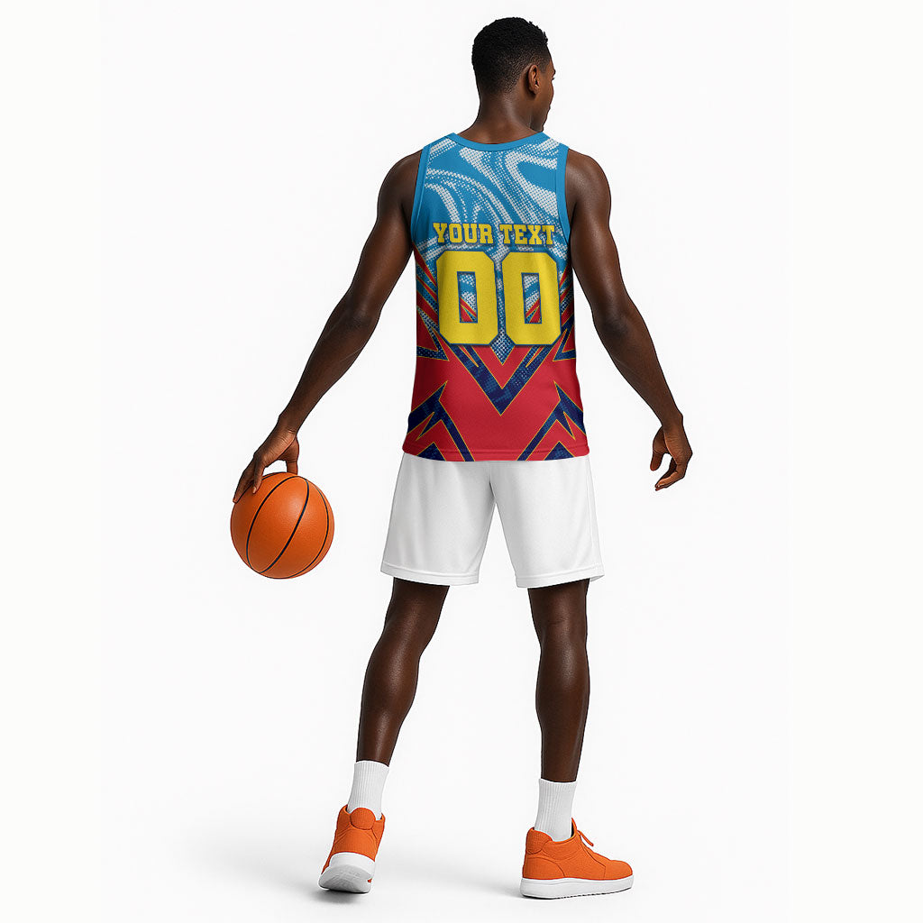 Personalized DR Congo Football Leopard Victory Basketball Jersey Congolese Soccer Comic Style