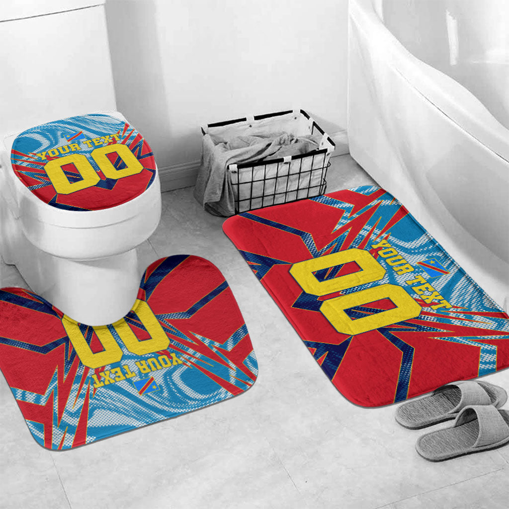Personalized DR Congo Football Leopard Victory Bathroom Set Congolese Soccer Comic Style
