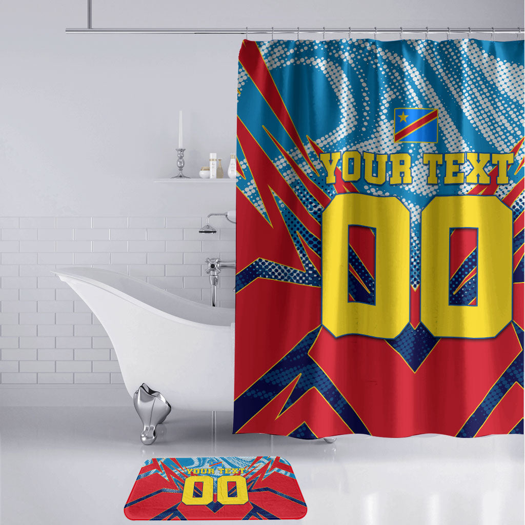 Personalized DR Congo Football Leopard Victory Bathroom Set Congolese Soccer Comic Style
