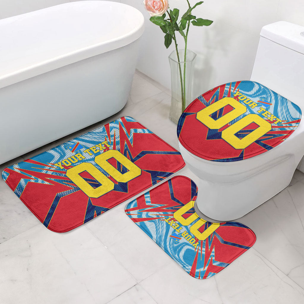 Personalized DR Congo Football Leopard Victory Bathroom Set Congolese Soccer Comic Style