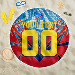 Personalized DR Congo Football Leopard Victory Beach Blanket Congolese Soccer Comic Style