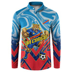 Personalized DR Congo Football Leopard Victory Button Sweatshirt Congolese Soccer Comic Style