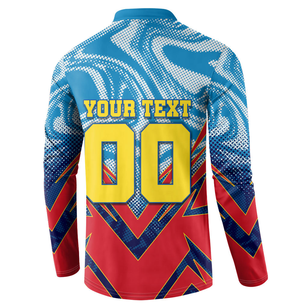 Personalized DR Congo Football Leopard Victory Button Sweatshirt Congolese Soccer Comic Style