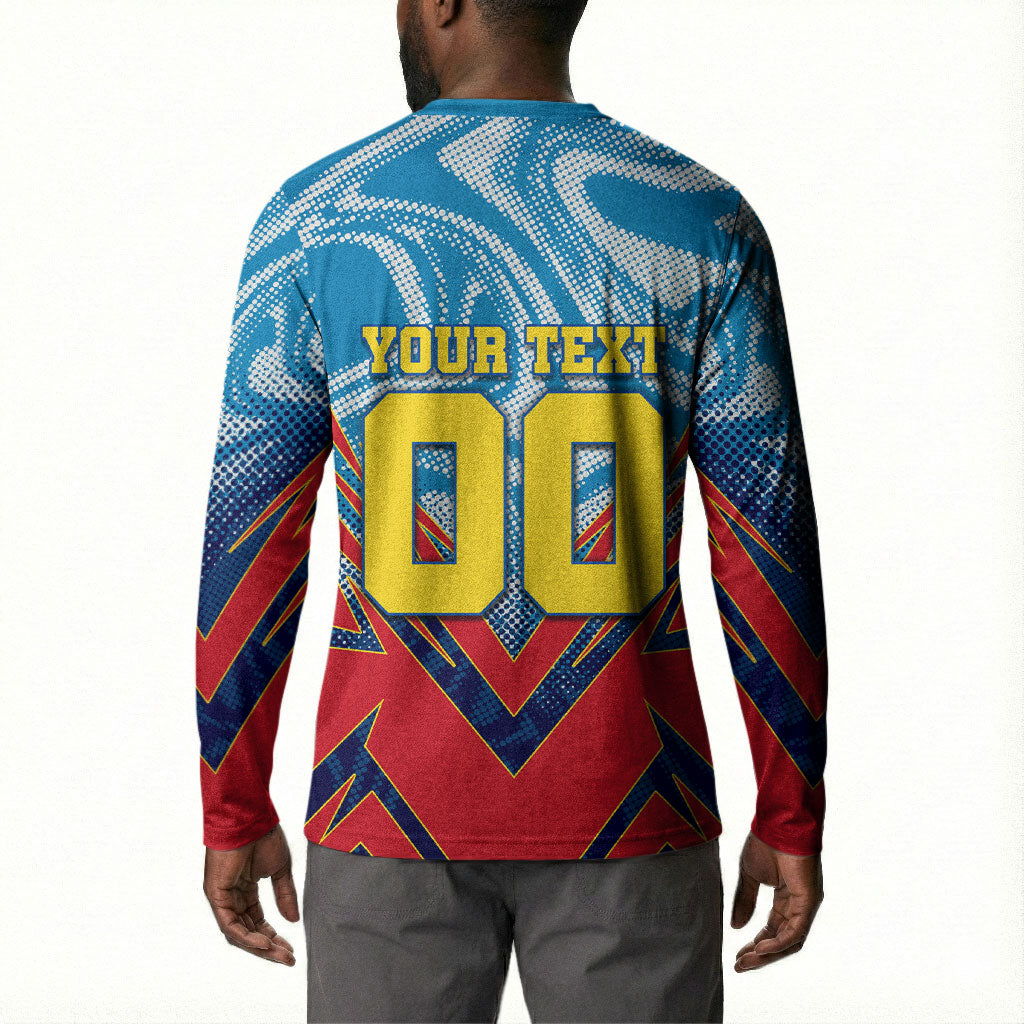 Personalized DR Congo Football Leopard Victory Button Sweatshirt Congolese Soccer Comic Style
