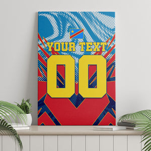 Personalized DR Congo Football Leopard Victory Canvas Wall Art Congolese Soccer Comic Style