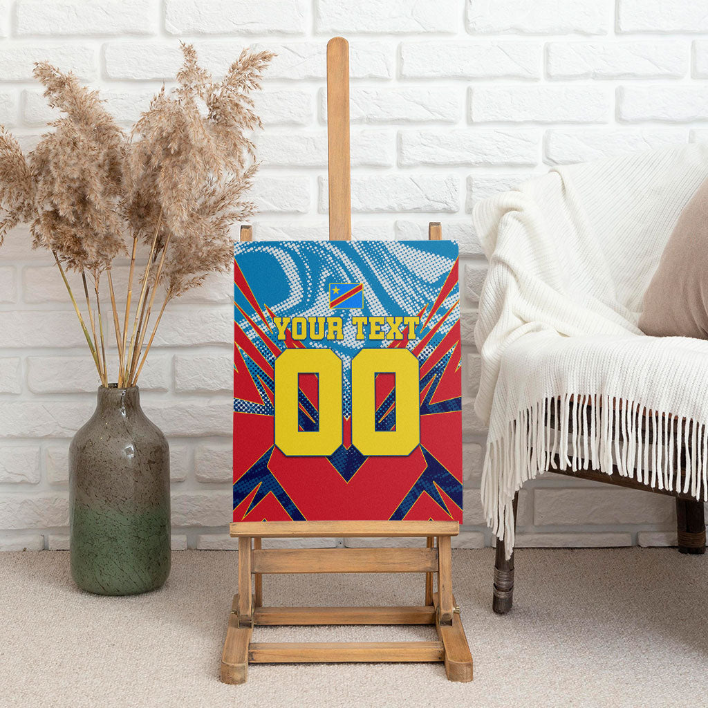 Personalized DR Congo Football Leopard Victory Canvas Wall Art Congolese Soccer Comic Style