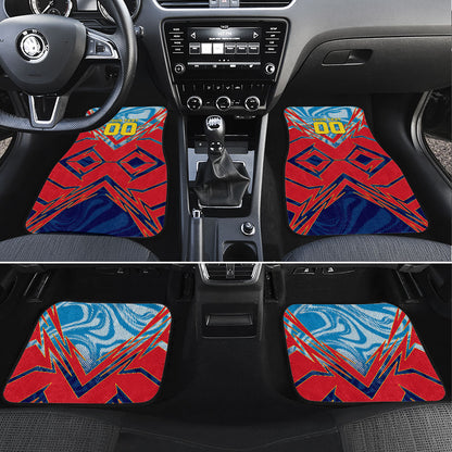 Personalized DR Congo Football Leopard Victory Car Mats Congolese Soccer Comic Style