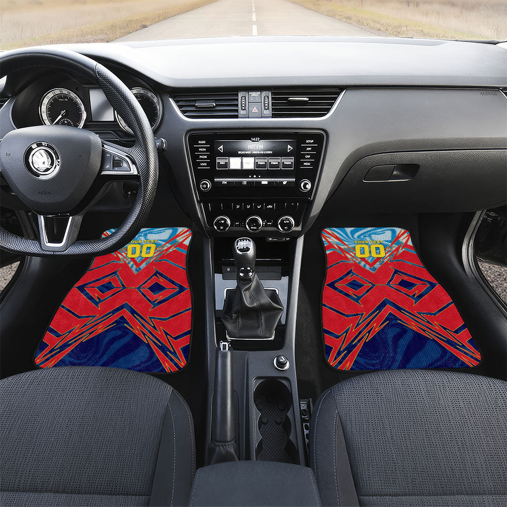 Personalized DR Congo Football Leopard Victory Car Mats Congolese Soccer Comic Style