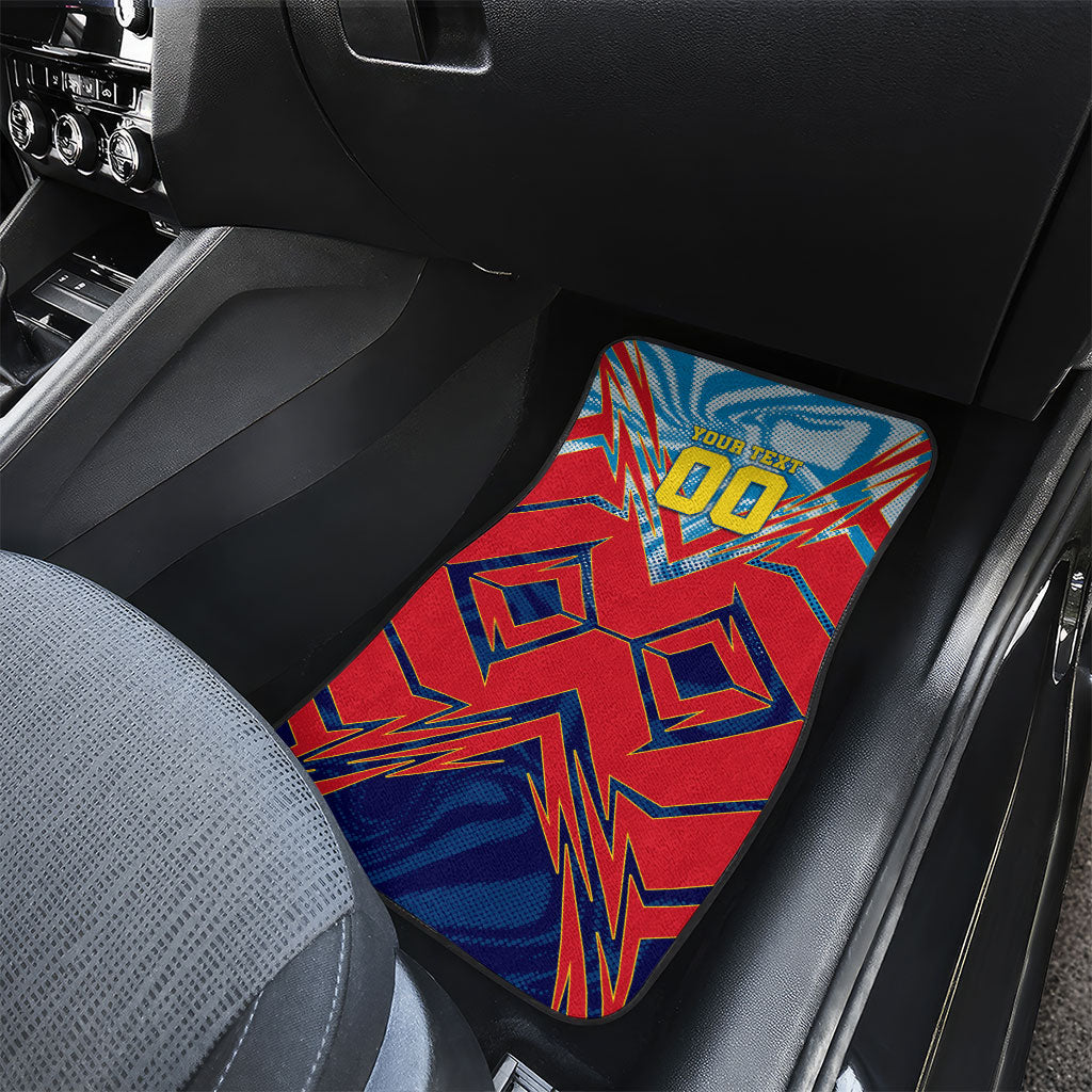 Personalized DR Congo Football Leopard Victory Car Mats Congolese Soccer Comic Style