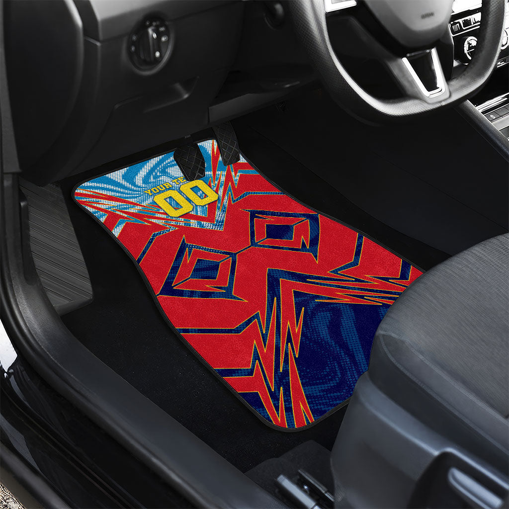 Personalized DR Congo Football Leopard Victory Car Mats Congolese Soccer Comic Style