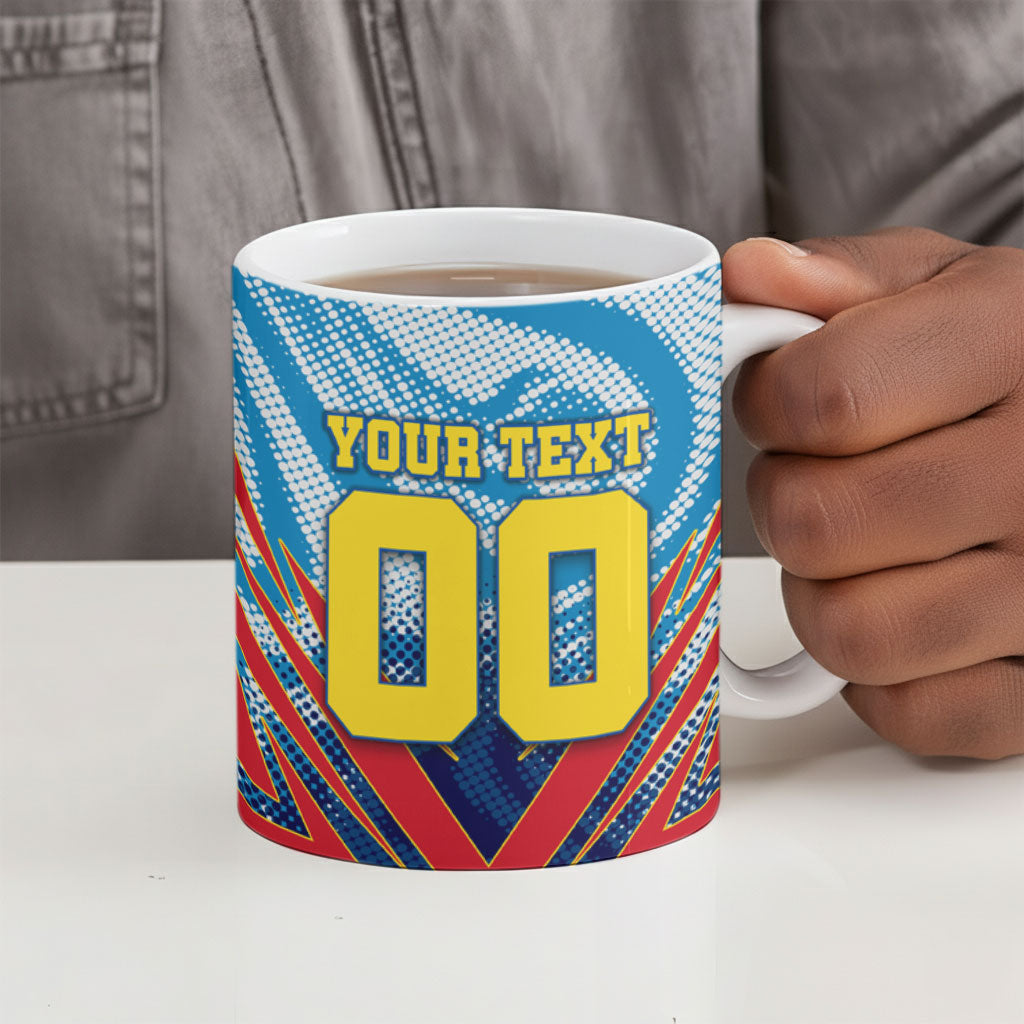 Personalized DR Congo Football Leopard Victory Ceramic Mug Congolese Soccer Comic Style