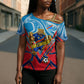 Personalized DR Congo Football Leopard Victory Cross Shoulder Shirt Congolese Soccer Comic Style