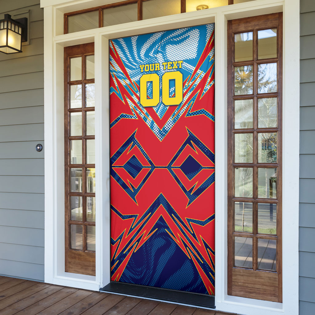 Personalized DR Congo Football Leopard Victory Door Cover Congolese Soccer Comic Style