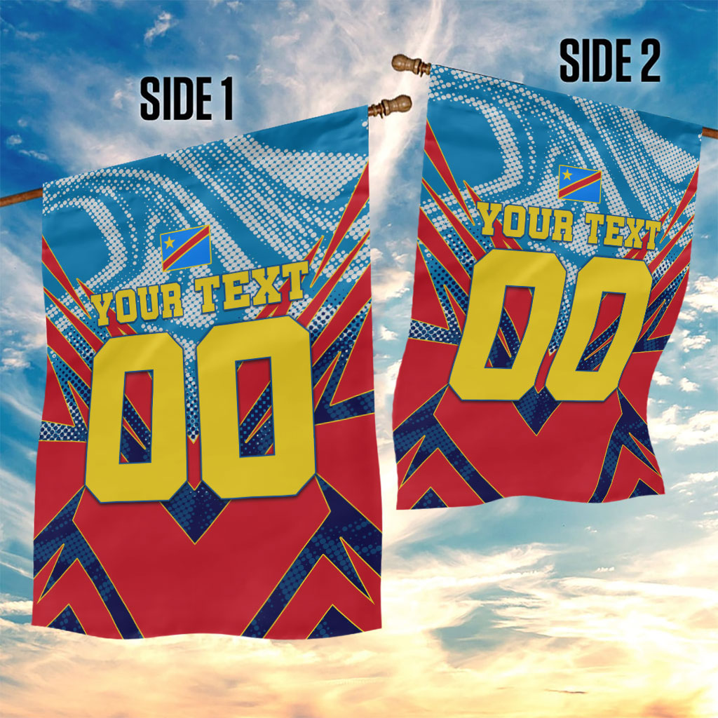 Personalized DR Congo Football Leopard Victory Garden Flag Congolese Soccer Comic Style