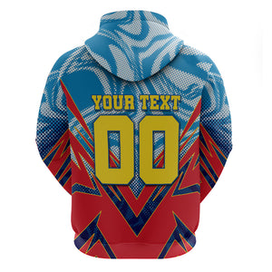 Personalized DR Congo Football Leopard Victory Hoodie Congolese Soccer Comic Style