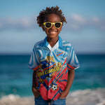Personalized DR Congo Football Leopard Victory Kid Hawaiian Shirt Congolese Soccer Comic Style