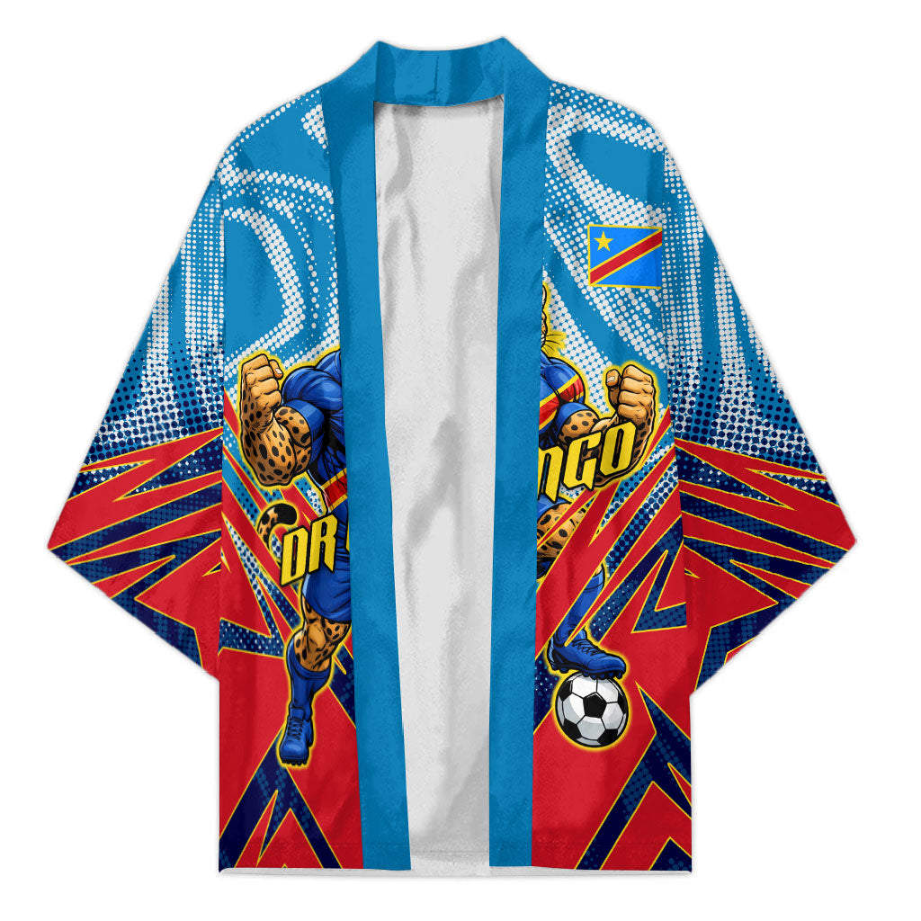 Personalized DR Congo Football Leopard Victory Kimono Congolese Soccer Comic Style