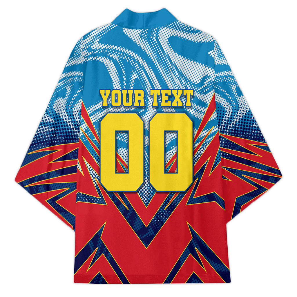 Personalized DR Congo Football Leopard Victory Kimono Congolese Soccer Comic Style