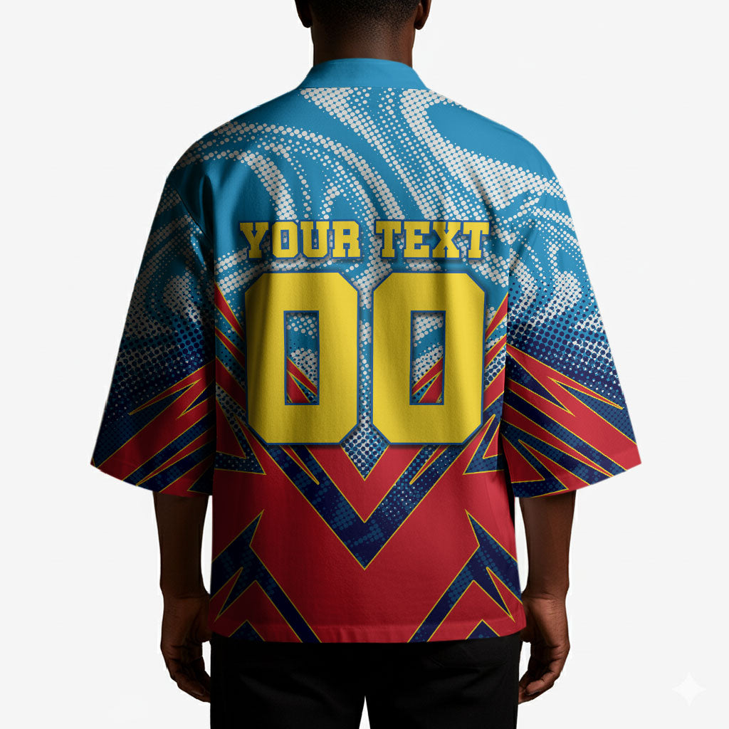 Personalized DR Congo Football Leopard Victory Kimono Congolese Soccer Comic Style