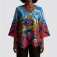 Personalized DR Congo Football Leopard Victory Kimono Sleeve Blouse Congolese Soccer Comic Style