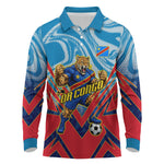 Personalized DR Congo Football Leopard Victory Long Sleeve Polo Shirt Congolese Soccer Comic Style