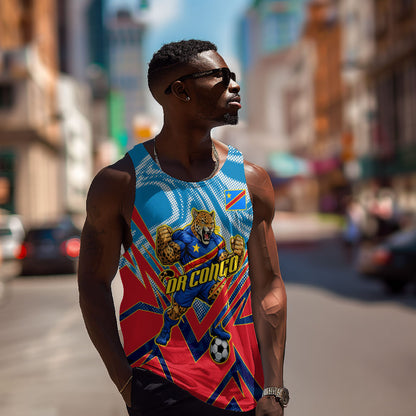 Personalized DR Congo Football Leopard Victory Men Tank Top Congolese Soccer Comic Style