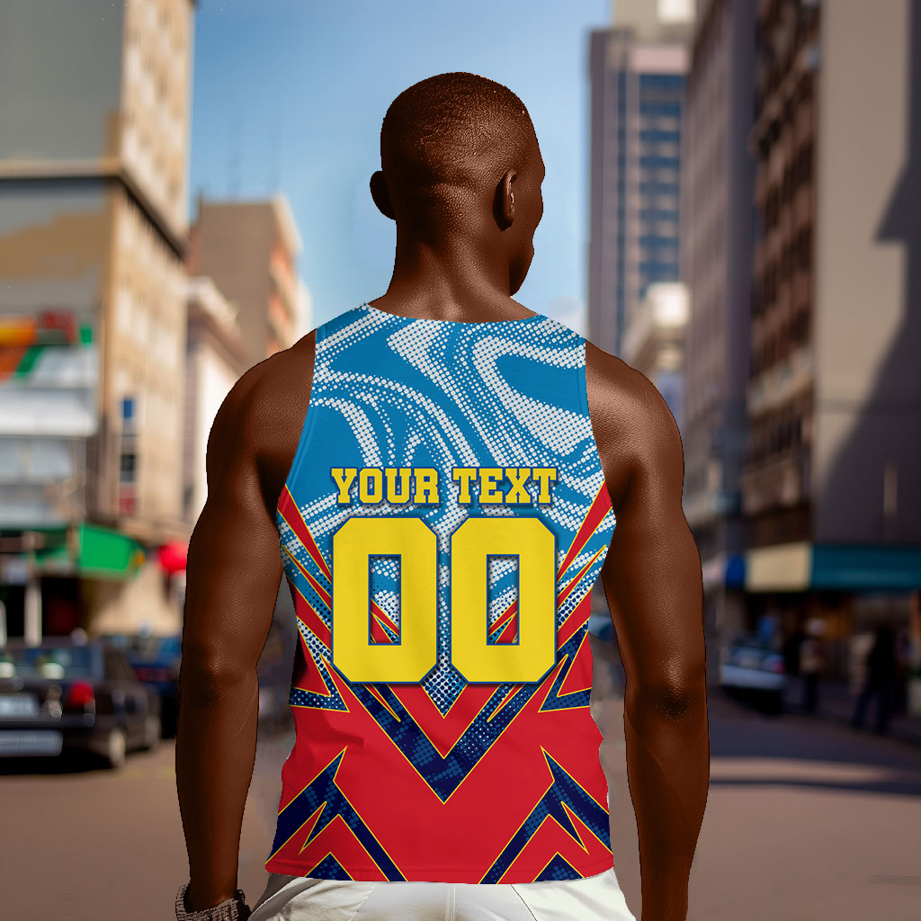 Personalized DR Congo Football Leopard Victory Men Tank Top Congolese Soccer Comic Style
