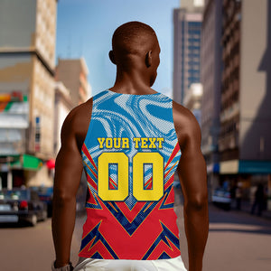 Personalized DR Congo Football Leopard Victory Men Tank Top Congolese Soccer Comic Style